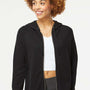 Independent Trading Company Womens California Wave Wash Full Zip Hooded Sweatshirt Hoodie w/ Pockets - Black
