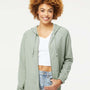 Independent Trading Co. Womens California Wave Wash Full Zip Hooded Sweatshirt Hoodie - Sage Green - NEW