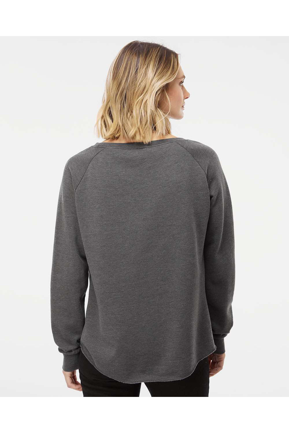 Independent Trading Co. PRM2000 Womens California Wave Wash Crewneck Sweatshirt Shadow Grey Model Back