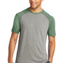 Sport-Tek Mens Moisture Wicking Short Sleeve Crewneck T-Shirt - Heather Light Grey/Heather Forest Green - Closeout