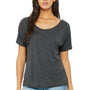 Bella + Canvas Womens Slouchy Short Sleeve Wide Neck T-Shirt - Heather Dark Grey - Closeout