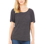 Bella + Canvas Womens Slouchy Short Sleeve Wide Neck T-Shirt - Charcoal Black Slub - Closeout