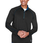 North End Mens Radar Performance Moisture Wicking 1/4 Zip Sweatshirt - Black/True Royal Blue