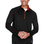 North End Mens Radar Performance Moisture Wicking 1/4 Zip Sweatshirt - Black/Classic Red