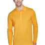 Core 365 Mens Pinnacle Performance Moisture Wicking Long Sleeve Polo Shirt - Campus Gold