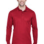 Core 365 Mens Pinnacle Performance Moisture Wicking Long Sleeve Polo Shirt - Classic Red