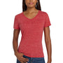 Jerzees Womens Vintage Snow Short Sleeve V-Neck T-Shirt - Heather Red - Closeout