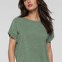 LAT Womens Relaxed Vintage Wash Short Sleeve Crewneck T-Shirt - Basil Green