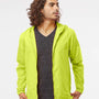 Independent Trading Co. Mens Water Resistant Full Zip Windbreaker Hooded Jacket - Safety Yellow - NEW