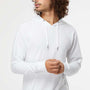 Independent Trading Company Mens Icon Loopback Terry Hooded Sweatshirt Hoodie w/ Pouch Pocket - White