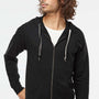 Independent Trading Company Mens Icon Loopback Terry Full Zip Hooded Sweatshirt Hoodie w/ Pockets - Black