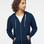 Independent Trading Co. Mens Icon Loopback Terry Full Zip Hooded Sweatshirt Hoodie - Indigo Blue - NEW
