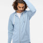 Independent Trading Co. Mens Icon Loopback Terry Full Zip Hooded Sweatshirt Hoodie - Misty Blue - NEW