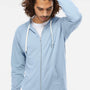 Independent Trading Company Mens Icon Loopback Terry Full Zip Hooded Sweatshirt Hoodie w/ Pockets - Misty Blue