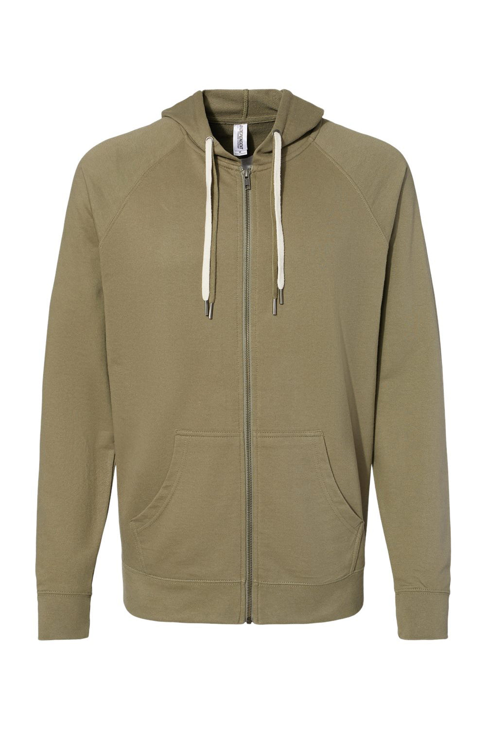Independent Trading Co. SS1000Z Mens Icon Loopback Terry Full Zip Hooded Sweatshirt Hoodie Olive Green Flat Front