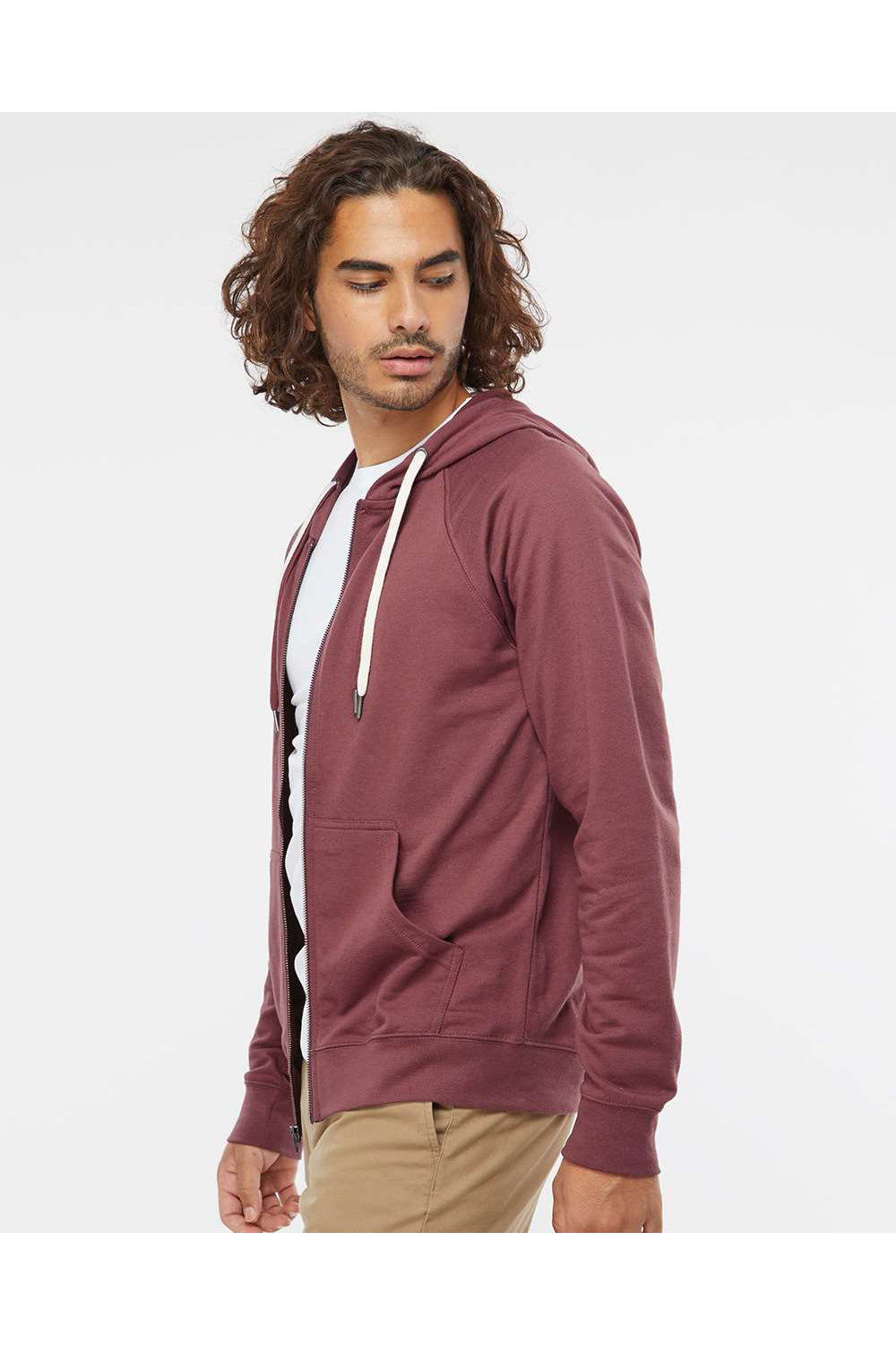 Independent Trading Co. SS1000Z Mens Icon Loopback Terry Full Zip Hooded Sweatshirt Hoodie Port Model Side