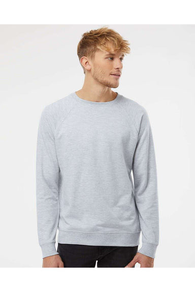 Independent Trading Co. SS1000C Mens Icon Loopback Terry Crewneck Sweatshirt Heather Grey Model Front