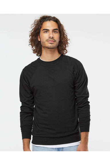 Independent Trading Co. SS1000C Mens Icon Loopback Terry Crewneck Sweatshirt Black Model Front