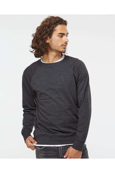Independent Trading Co. SS1000C Mens Icon Loopback Terry Crewneck Sweatshirt Heather Charcoal Grey Model Front