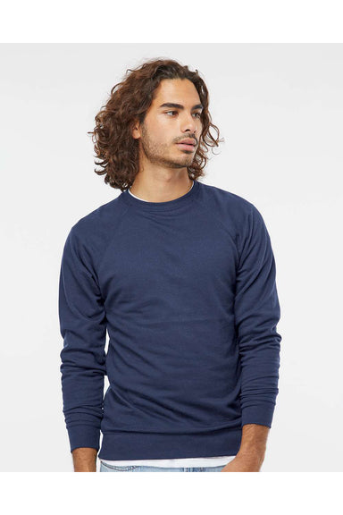 Independent Trading Co. SS1000C Mens Icon Loopback Terry Crewneck Sweatshirt Indigo Blue Model Front