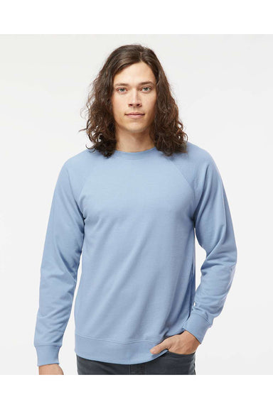 Independent Trading Co. SS1000C Mens Icon Loopback Terry Crewneck Sweatshirt Misty Blue Model Front