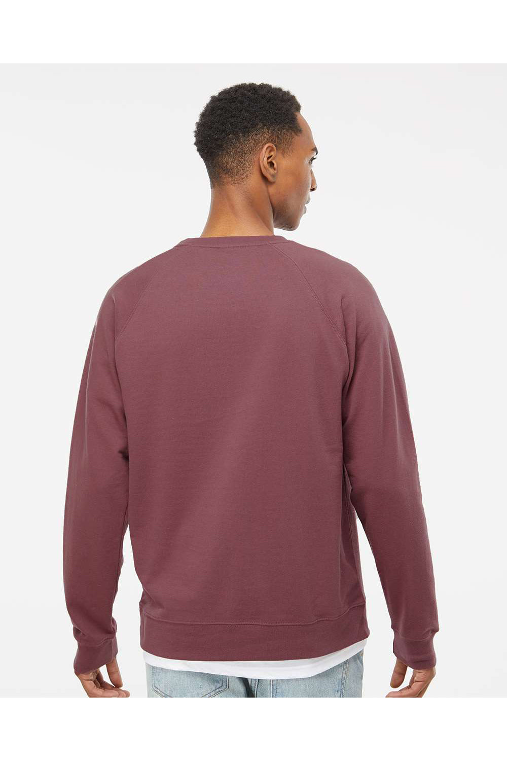 Independent Trading Co. SS1000C Mens Icon Loopback Terry Crewneck Sweatshirt Port Model Back