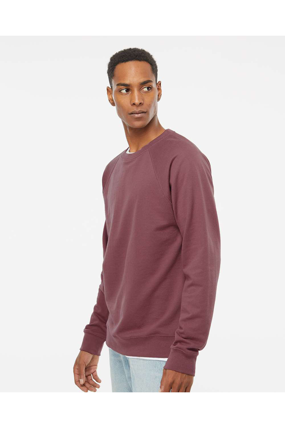Independent Trading Co. SS1000C Mens Icon Loopback Terry Crewneck Sweatshirt Port Model Side