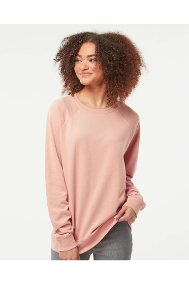 Independent Trading Co. SS1000C Mens Icon Loopback Terry Crewneck Sweatshirt Rose Pink Model Front