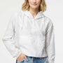 Independent Trading Company Womens Water Resistant 1/4 Zip Crop Hooded Windbreaker Jacket - White Camo