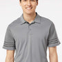 Adidas Mens Striped UPF 50+ Short Sleeve Polo Shirt - Grey/Grey - Closeout