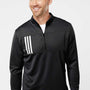 Adidas Mens 3 Stripes Double Knit Moisture Wicking 1/4 Zip Sweatshirt - Black
