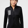 Adidas Womens 3 Stripes Double Knit Moisture Wicking 1/4 Zip Sweatshirt - Black - NEW