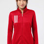 Adidas Womens 3 Stripes Double Knit Moisture Wicking 1/4 Zip Sweatshirt - Team Collegiate Red/Grey - NEW
