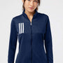 Adidas Womens 3 Stripes Double Knit Moisture Wicking 1/4 Zip Sweatshirt - Team Navy Blue/Grey - NEW