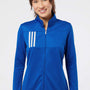 Adidas Womens 3 Stripes Double Knit Moisture Wicking 1/4 Zip Sweatshirt - Team Royal Blue/Grey - NEW