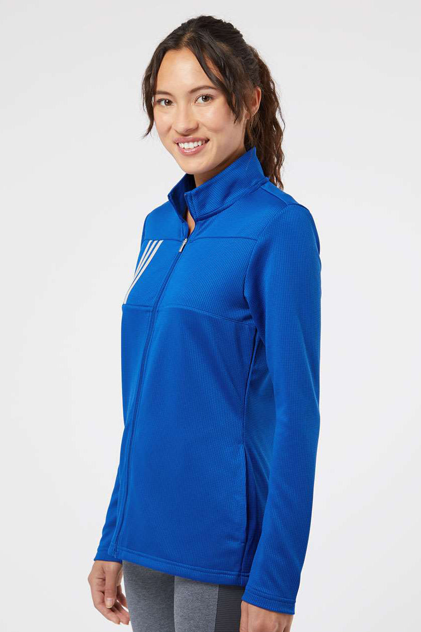 Adidas A483 Womens 3 Stripes Double Knit 1/4 Zip Pullover Team Royal Blue/Grey Model Side