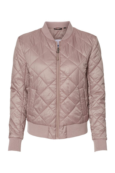 Weatherproof W21752 Womens HeatLast Quilted Packable Full Zip Bomber Jacket Blush Pink Flat Front