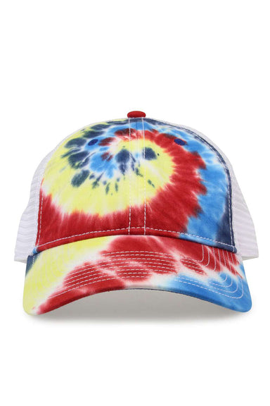The Game GB470 Mens Tie-Dye Trucker Hat Rainbow Flat Front