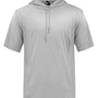 Badger Mens B-Core Moisture Wicking Short Sleeve Hooded T-Shirt Hoodie - Silver Grey