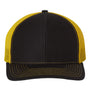 Richardson Mens Snapback Trucker Hat - Black/Yellow - NEW