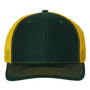 Richardson Mens Snapback Trucker Hat - Dark Green/Yellow - NEW