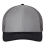 Richardson Mens Snapback Trucker Hat - Grey/Charcoal Grey/Navy Blue - NEW