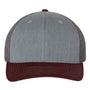 Richardson Hats Mens Snapback Trucker Hat - Heather Grey/Charcoal Grey/Maroon