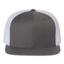 Richardson Mens Wool Blend Flat Bill Snapback Trucker Hat - Charcoal Grey/White - NEW