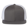 Richardson Hats Mens Wool Blend Flat Bill Snapback Trucker Hat - Charcoal Grey/White