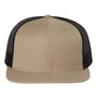 Richardson Hats Mens Wool Blend Flat Bill Snapback Trucker Hat - Khaki/Black
