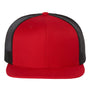 Richardson Mens Wool Blend Flat Bill Snapback Trucker Hat - Red/Black - NEW