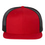 Richardson Hats Mens Wool Blend Flat Bill Snapback Trucker Hat - Red/Black