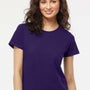 M&O Womens Gold Soft Touch Short Sleeve Crewneck T-Shirt - Purple