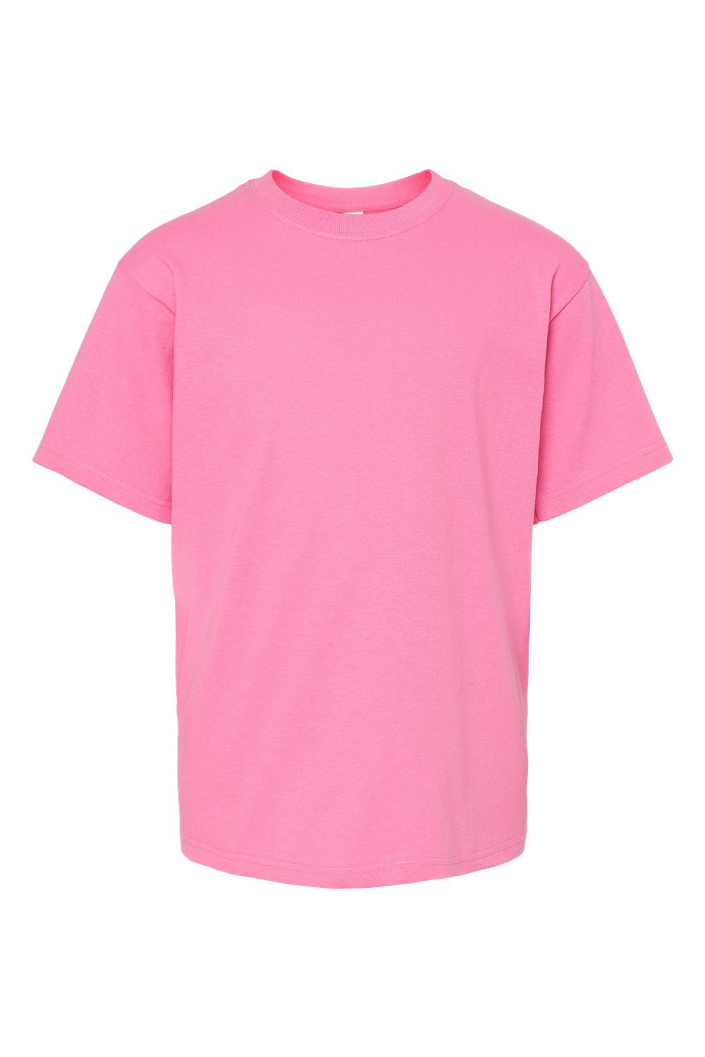 M&O 4850 Youth Gold Soft Touch Short Sleeve Crewneck T-Shirt Azalea Pink Flat Front
